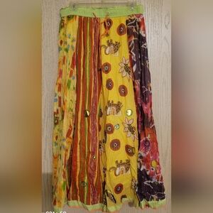 Size L Bohemian/Indian Multicolored Full Maxi Skirt by DIMRI